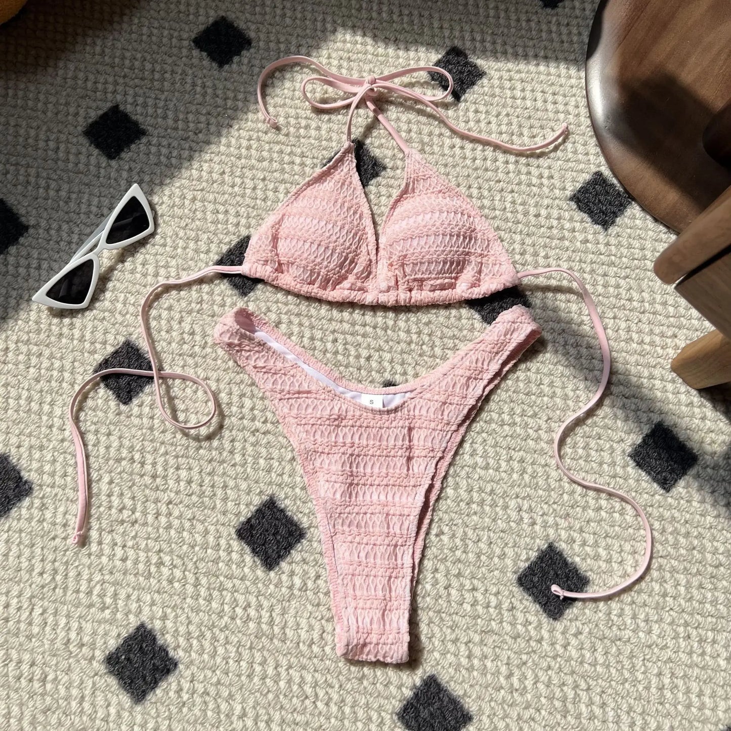 Ocean Mist High-Cut Crochet Bikini