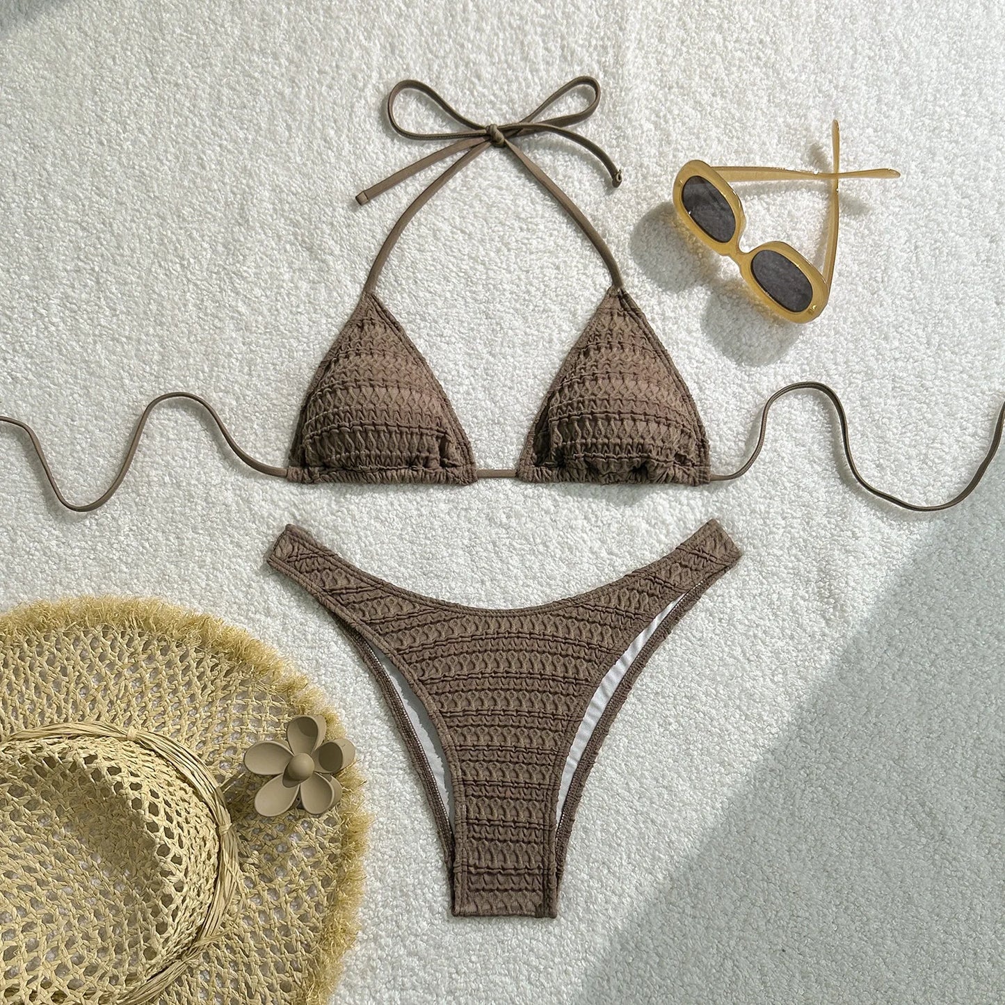 Ocean Mist High-Cut Crochet Bikini