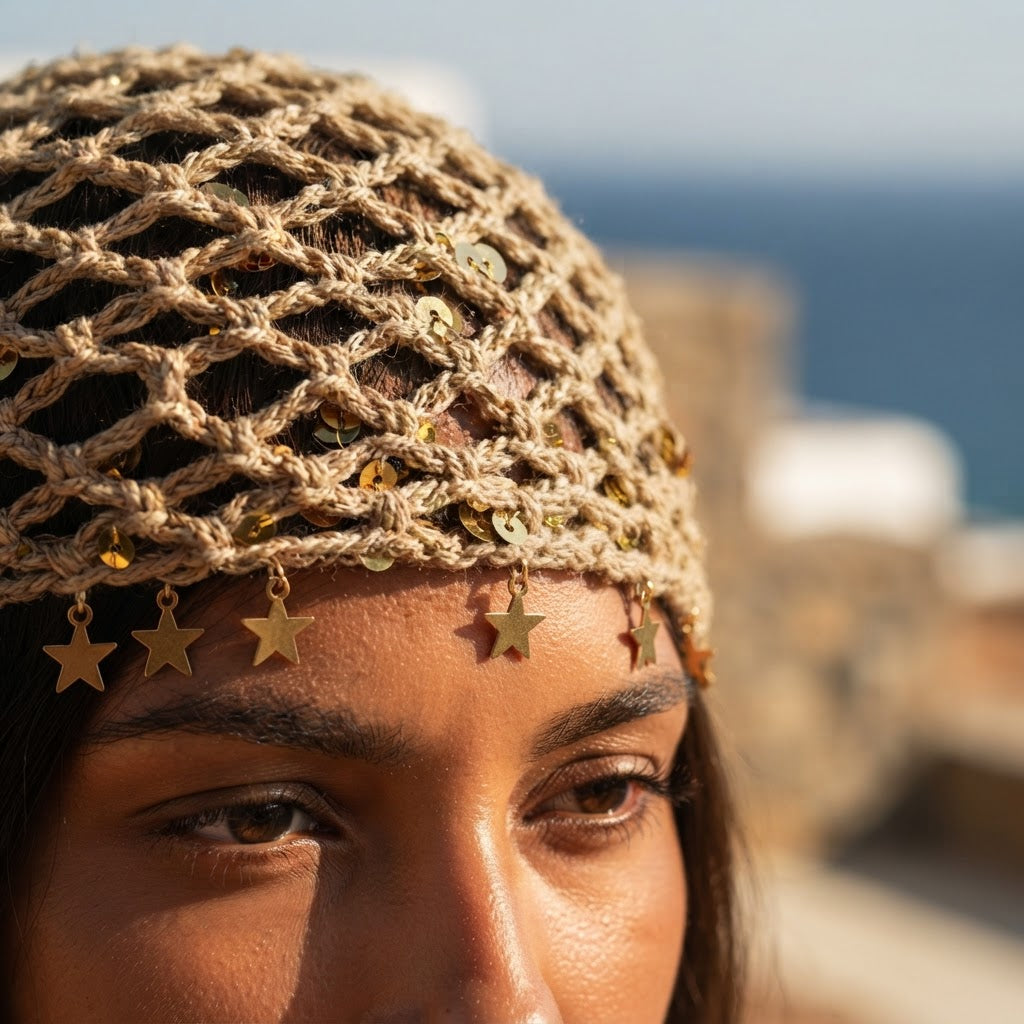 Golden Sands Chrochet Boho Cap